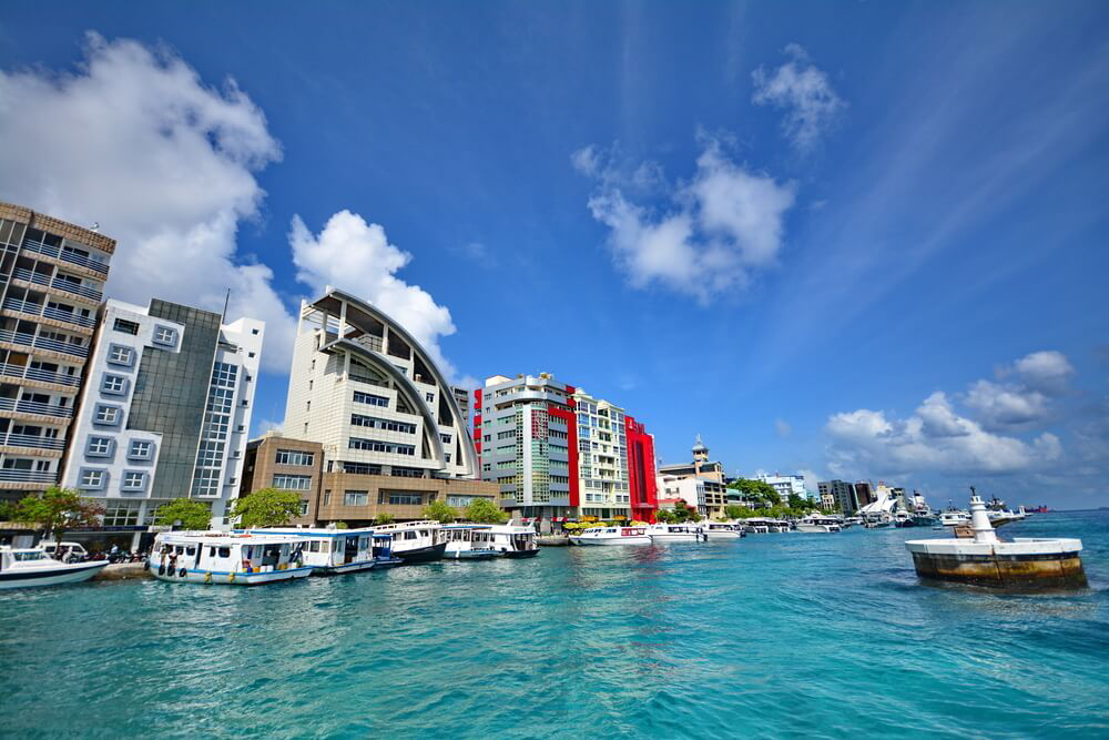 Male Bay: A vast harbour with high-rise buildings