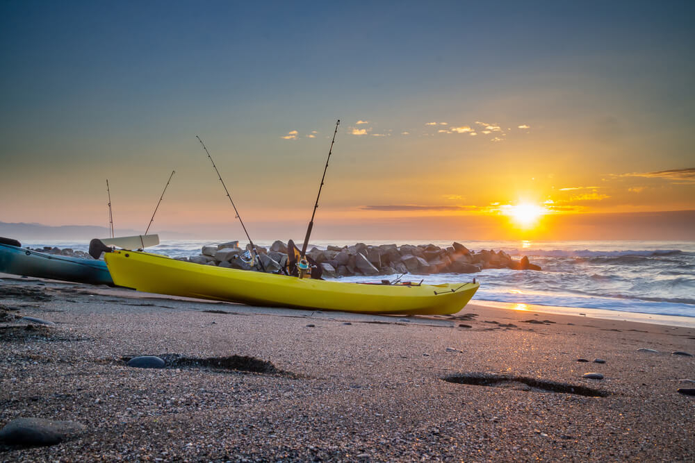 Kayaks on the beach in Marbella