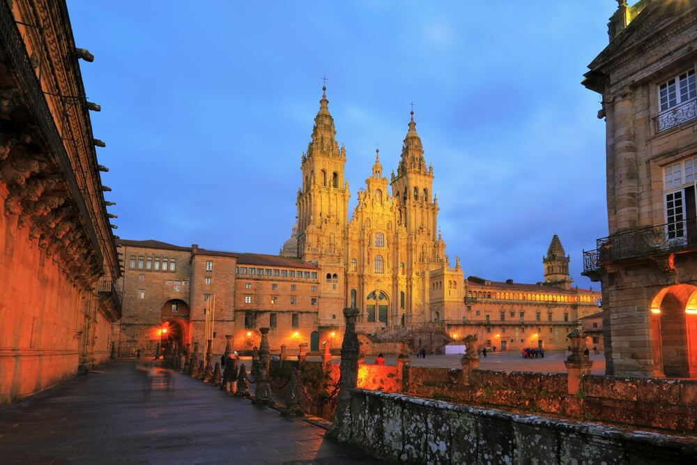 Train journeys in Spain: The facade of the García Barbon theatre in Santiago