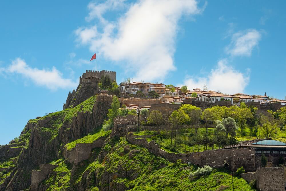 Der Hügel der Altstadt von Ankara, Türkei, auf dem sich die Zitadelle befindet.