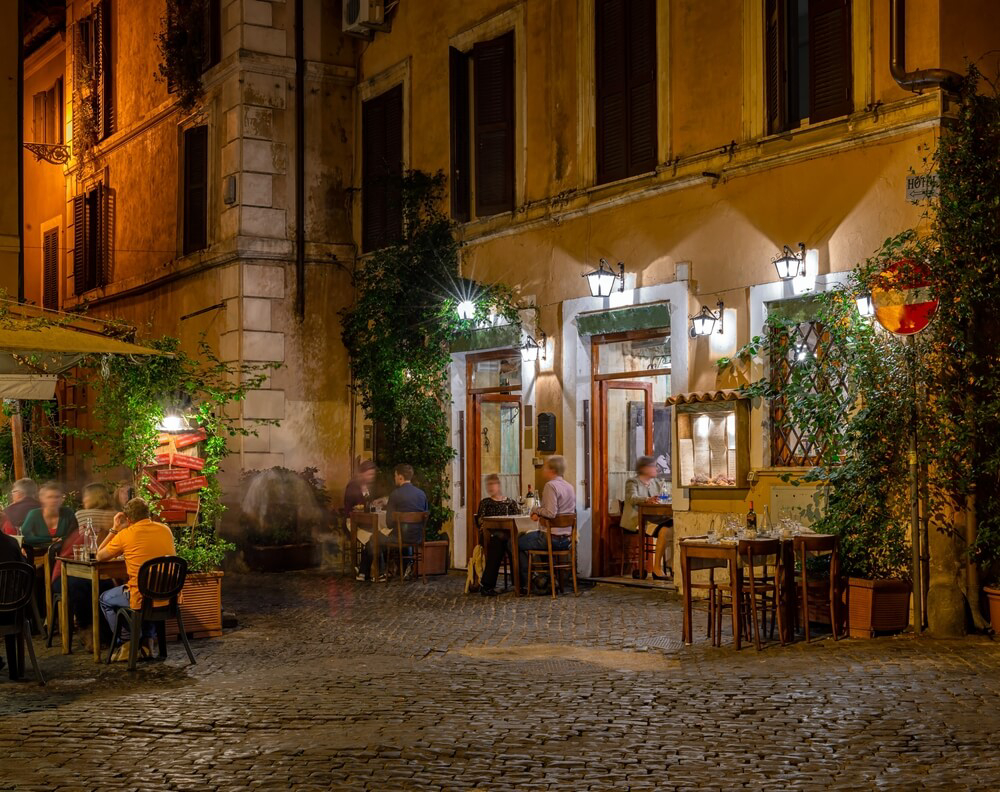 Restaurant in Trastevere, Rom.