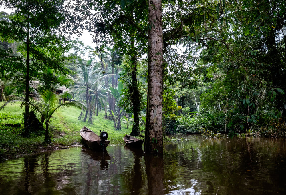 Urlaub in Nicaragua: Fluss im Regenwald mit Kanus.