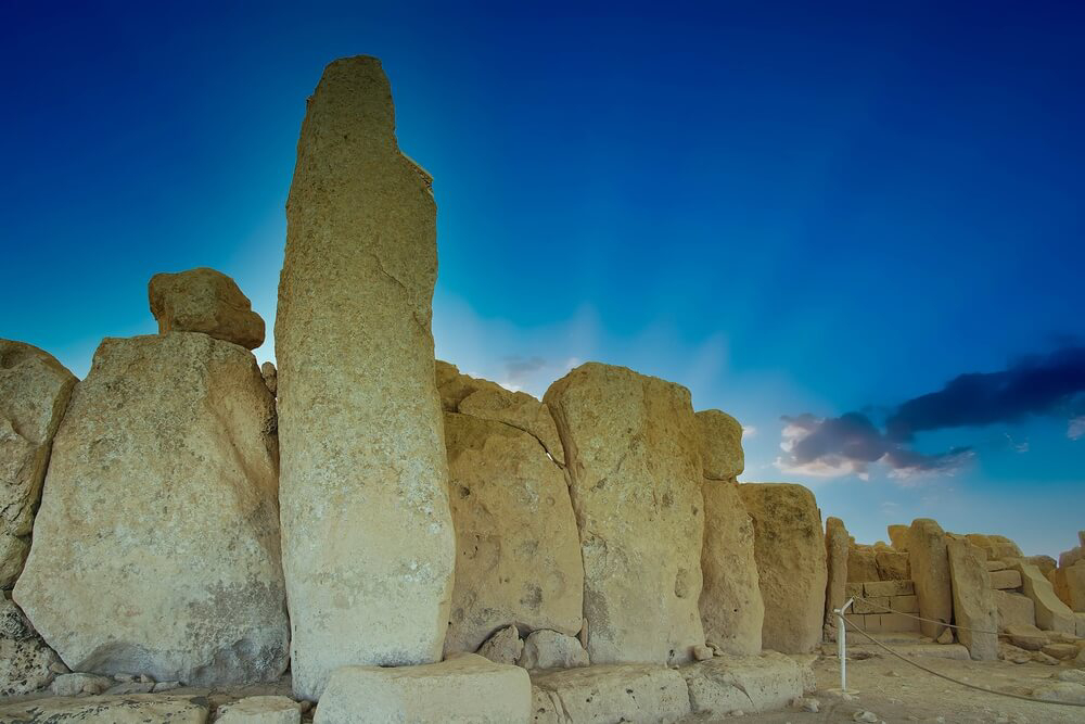 Malta tourist spots: Close-up of the ancient Ħaġar Qim archaeological site
