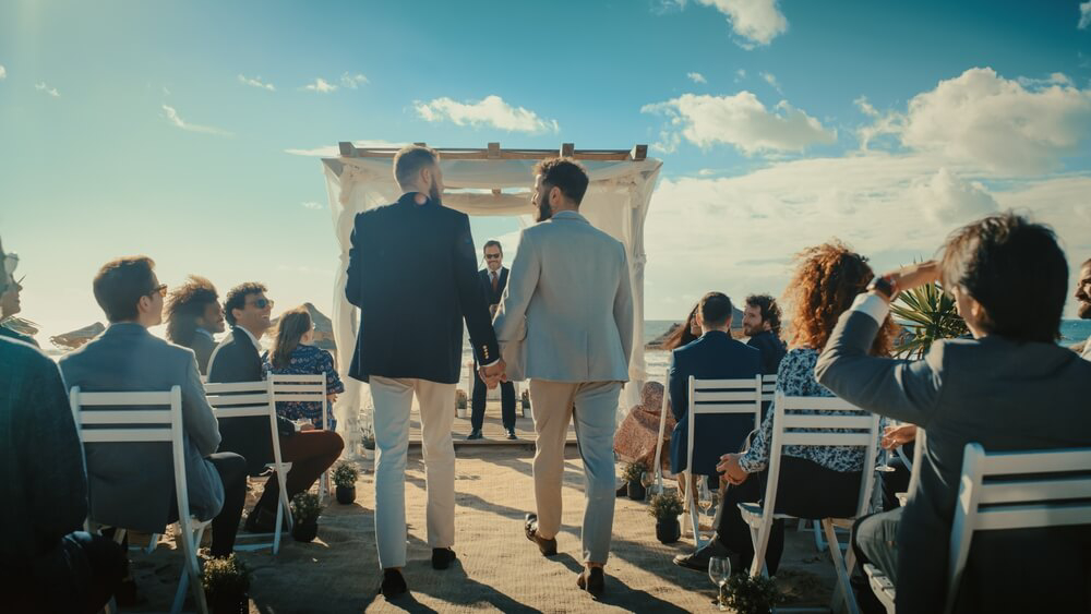 Gay Wedding: Two men getting married on the beach