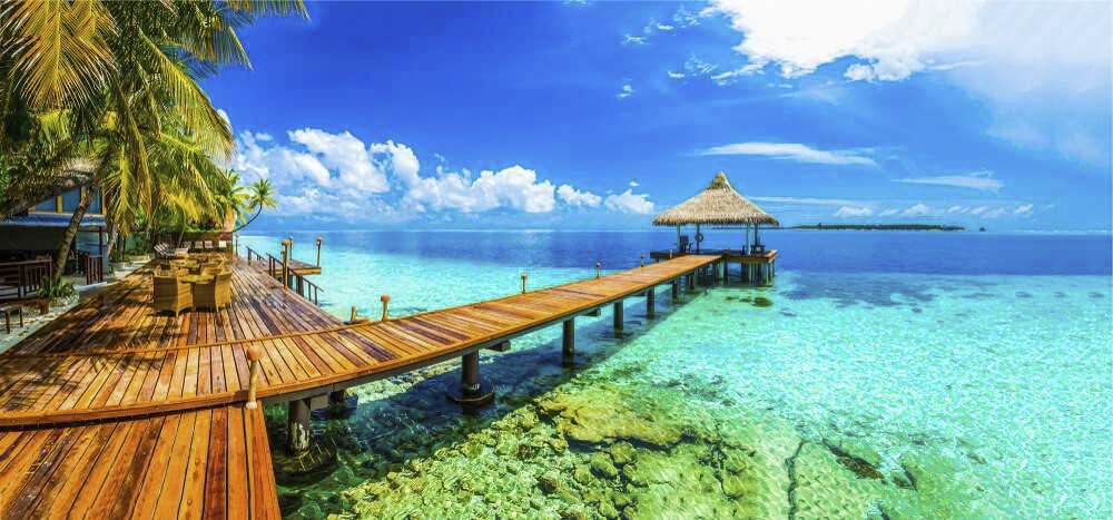 World Tourism Day: Views of the Indian Ocean from a boardwalk in the Maldives