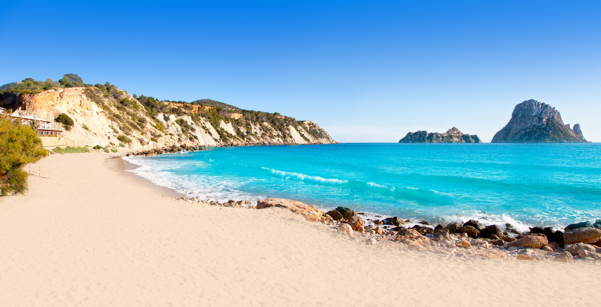 Golden sand beach of Ibiza