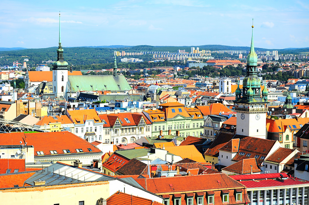 Skyline of Brno city in the sunny day, Czech Republic 