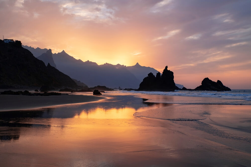 Secluded beaches Tenerife: El Benijo beach at sunset 