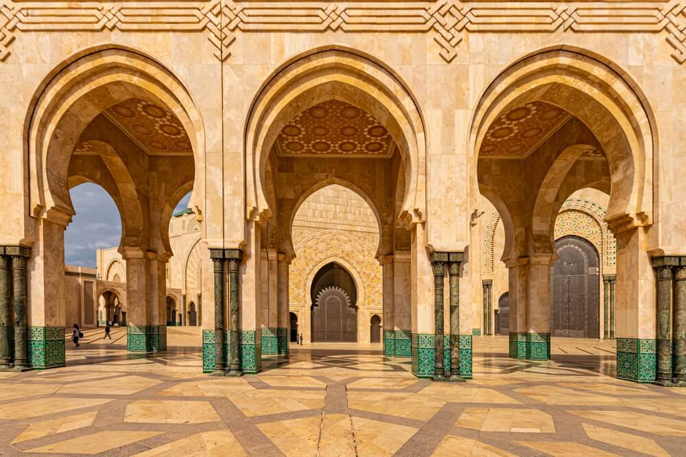 What to do in Casablanca: A view of the Hassan II Mosque from across the patio