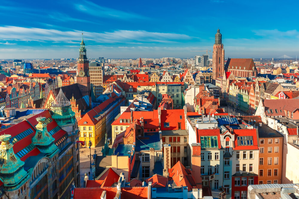 Cyber Monday Reisen: Altstadt von Warschau aus der Vogelperspektive.