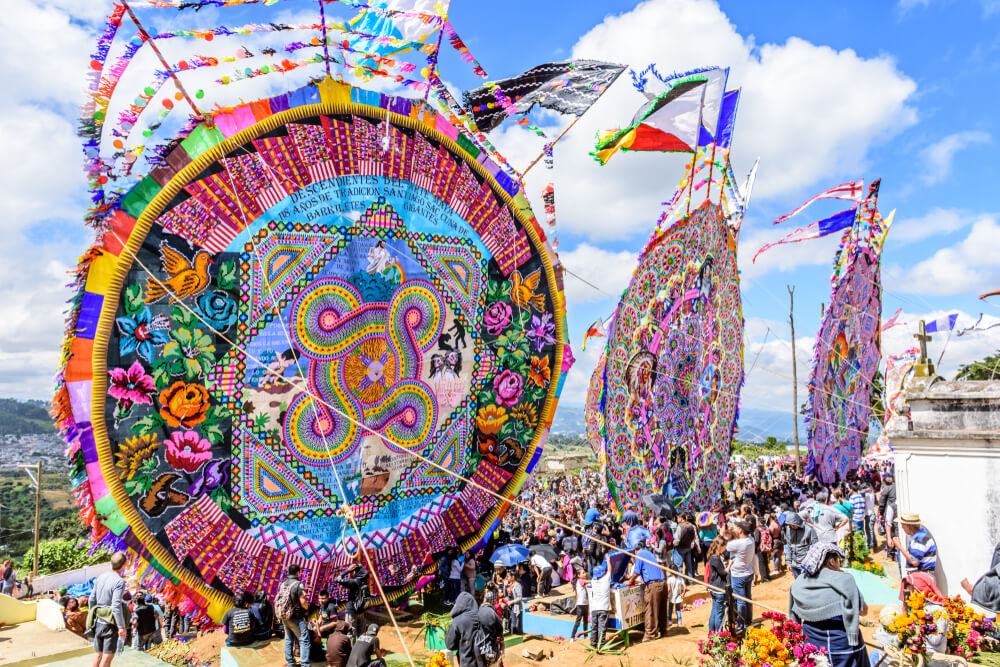 Who celebrates Day of the Dead: A close-up of a kite from the Guatemala Kite Festival