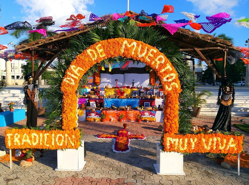 A Day of the Dead altar in Playa del Carmen