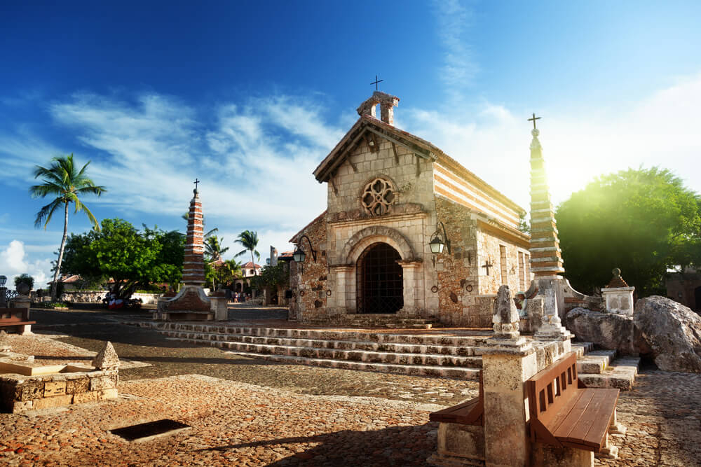 Xmas in Dominican Republic: A close-up of the church of San Estanislao en la Romana