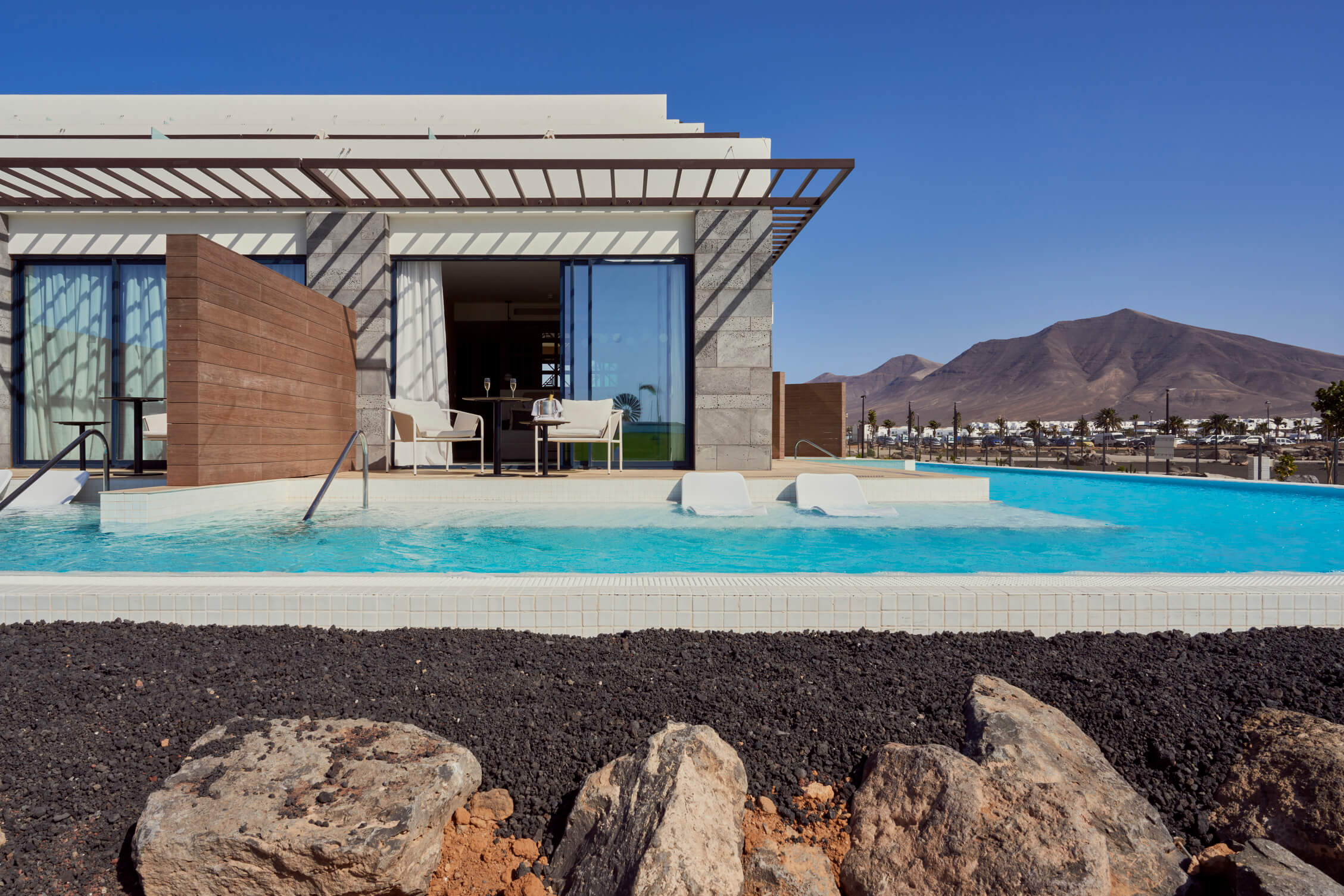 Lanzarote nightlife: A view of a villa and pool at the Barceló Playa Blanca hotel