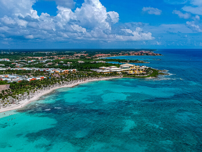 A bird’s eye view of the coast of Barceló Maya Gran Resort