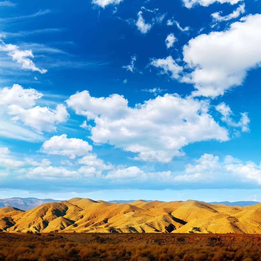 Tabernas Desert Almeria: The mountains of the desert bathed in a golden glow