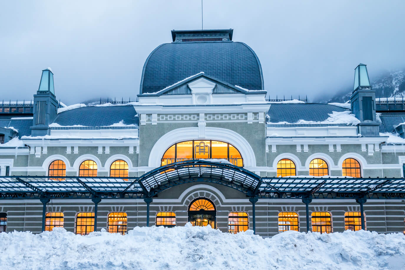 Canfranc station has now been renovated into a hotel to stay in when skiing in the Pyrenees