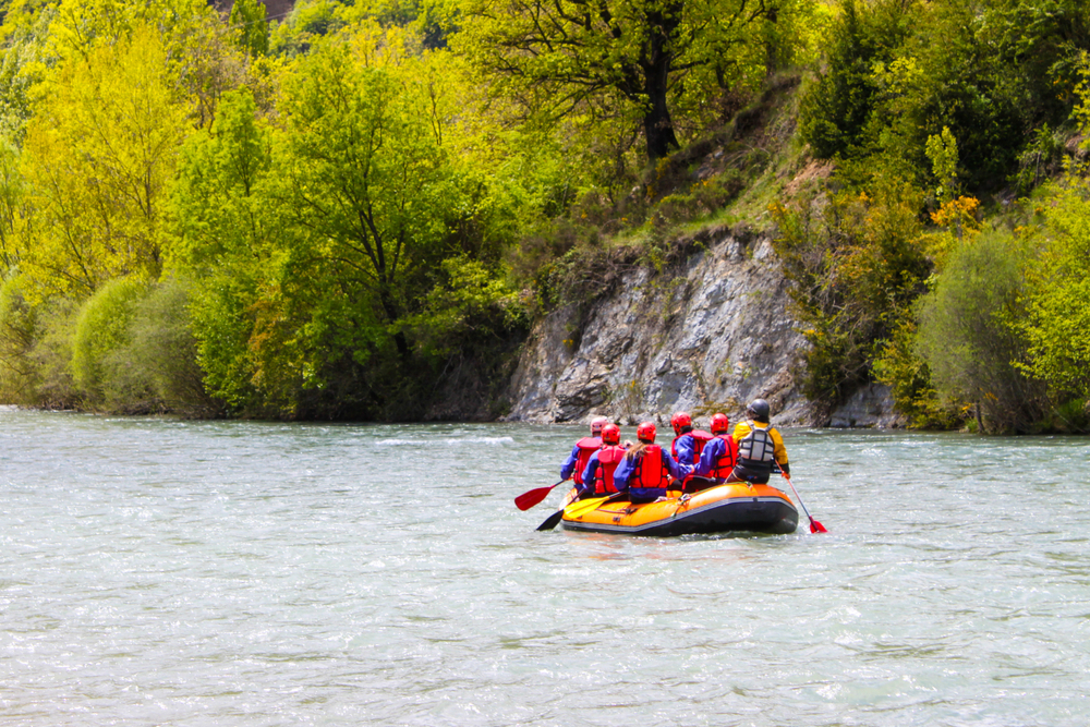 Bemanntes Rafting-Schlauchboot.