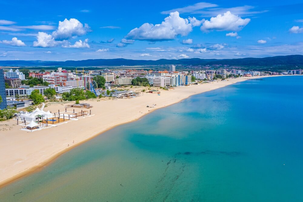 Sunny Beach: A white sand beach against a turquoise sea in Bulgaria