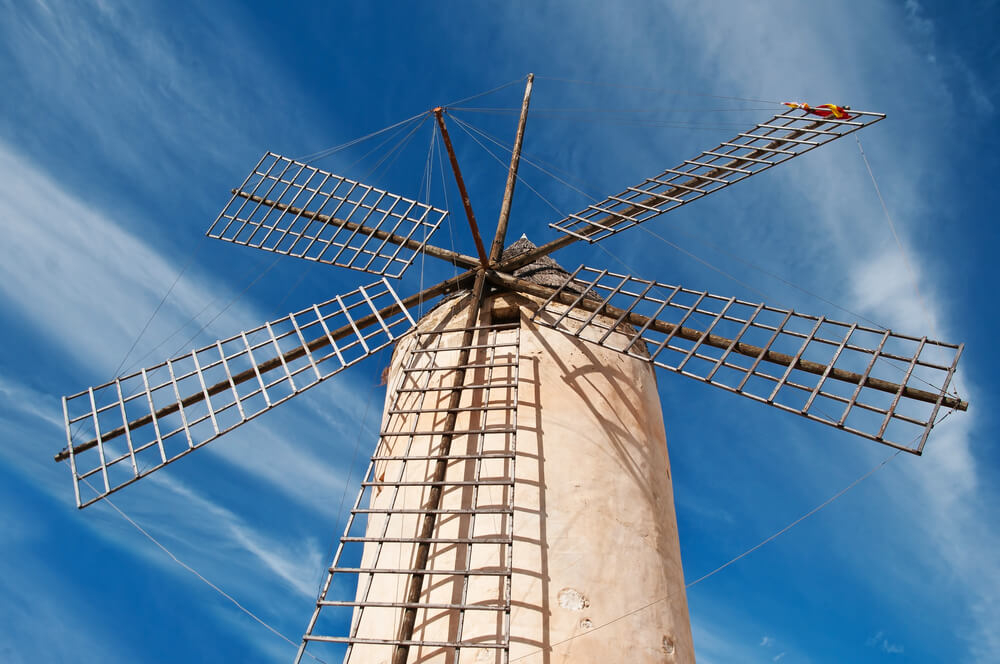 Windmühle auf  Mallorca zum Mahlen von Getreide.