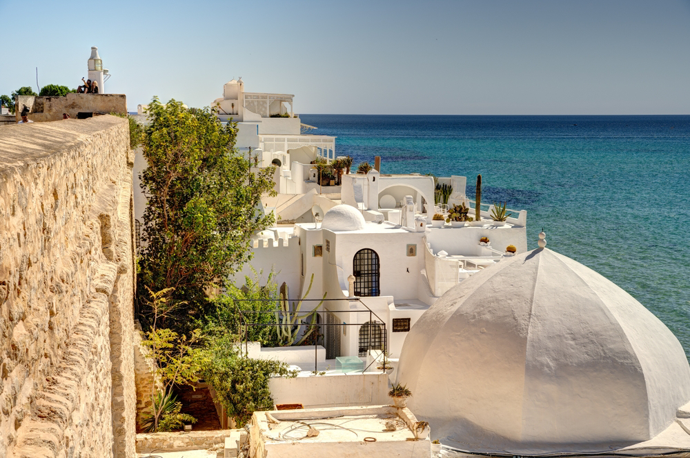 Blick aufs Mittelmeer vom Küstenort Hammamet in Tunesien.