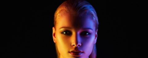 Face of a woman in different lights