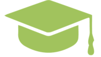 Green icon of a graduation cap 