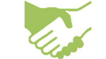 Icon in green of a hand shake 