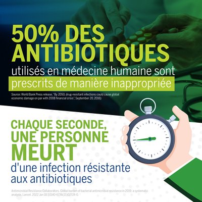 50% des antibiotiques utilisés en médecine humaine sont prescrits de manière inappropriée