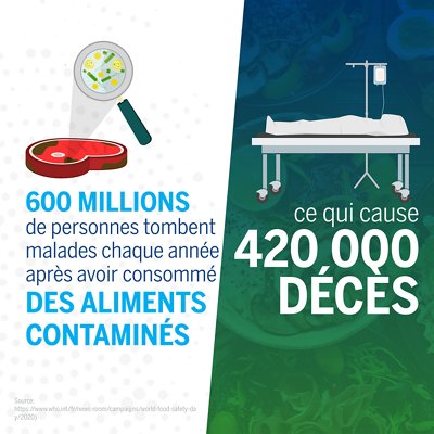 600 millions de personnes tombent malades chaque année après avoir consommé des aliments contaminés