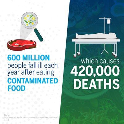 600 million people fall ill each year after eating contamined food