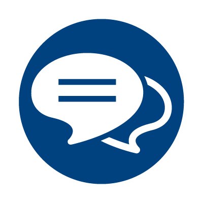blue and white conversation icon