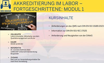 Akkreditierung im Labor – Fortgeschrittene: Modul 1 