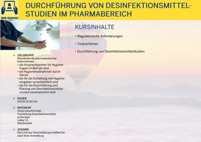 Durchführung von Desinfektionsmittel-Studien im Pharmabereich