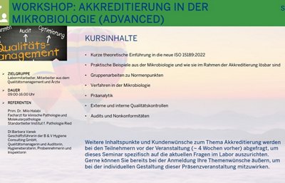 Workshop: Akkreditierung in der Mikrobiologie 