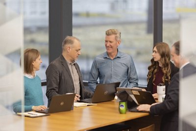 group talking in office