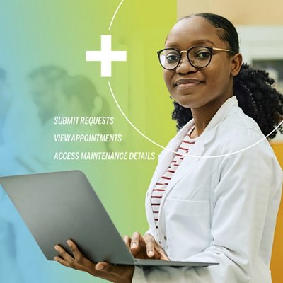 Submit requests, view appointments, access mainenance details 