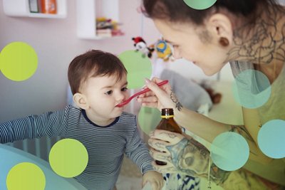 Mother is taking care about her little boy