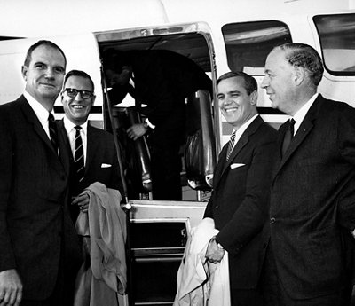 Dick Dickinson, Thibault de Saint-Phalle, Amadeu Ferreira and Charles Mérieux, in 1963.