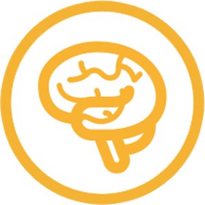 Yellow and white icon of a brain