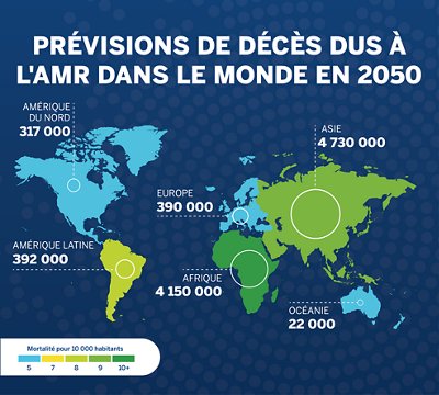 Carte prévision de décès dus à l'AMR