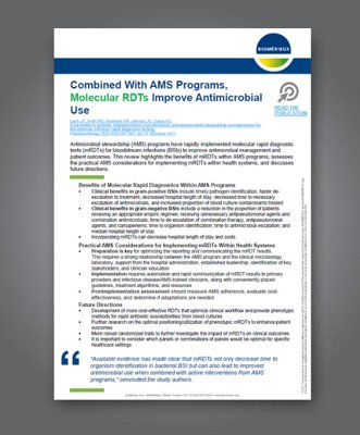 Combined With AMS Programs, Molecular RDTs Improve Antimicrobial Use