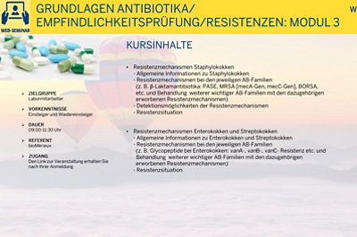 Save & Close  Grundlagen Antibiotika / Empfindlichkeitsprüfung / Resistenzen: Modul 3 