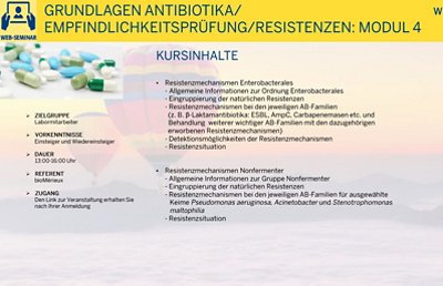 Save & Close  Grundlagen Antibiotika / Empfindlichkeitsprüfung / Resistenzen: Modul 4