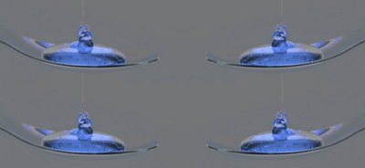 Blue liquid on spoon