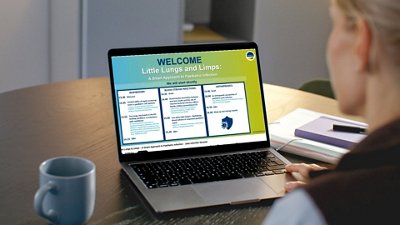 Clinician watching an on-demand webinar on pediatric joint infection management, highlighting diagnostic strategies and molecular testing approaches in hospital practice.
