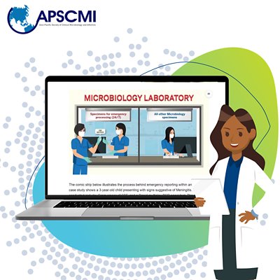 gIF of a doctor showing a computer with a website scrolling on the APSCMI