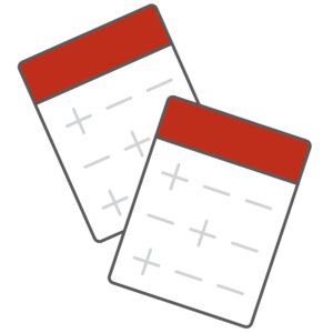 Icon of white and red  lab results on a white background. 
