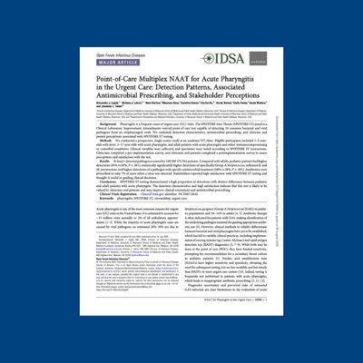 Cover of the Point-of-Care Multiplex NAAT for Acute Pharyngitis in the Urgent Care: Detection Patterns, Associated Antimicrobial Prescribing, and Stakeholder Perceptions 