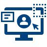 blue and white icon of computer 